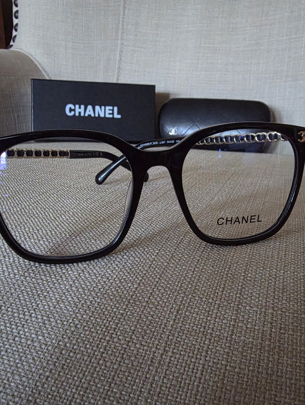 NWOT Chanel Black Square Clear Framed Eyeglasses CH345 54-20-145 - Picture 10 of 14